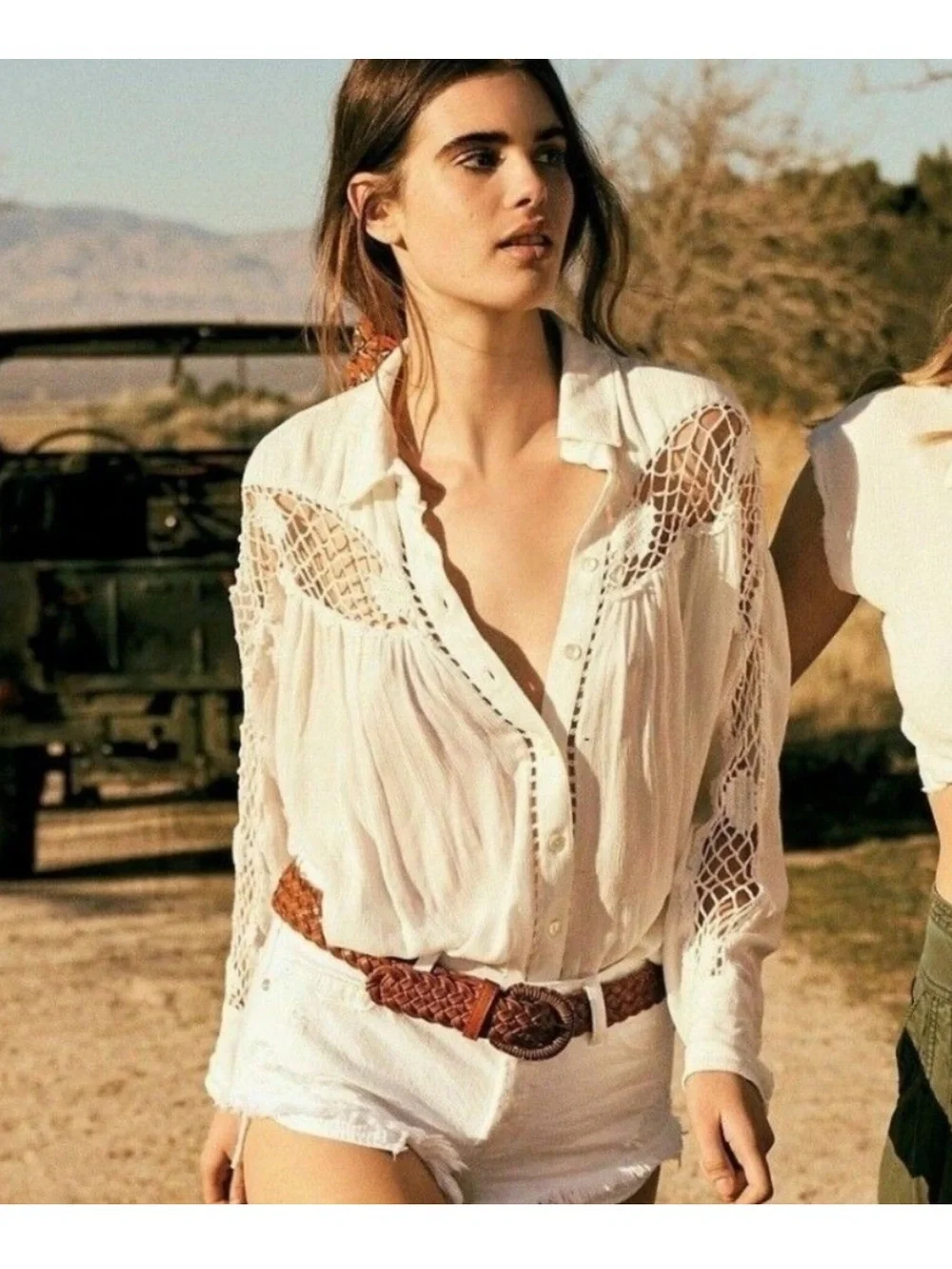 Free People Katie Bird Buttondown Boho Top